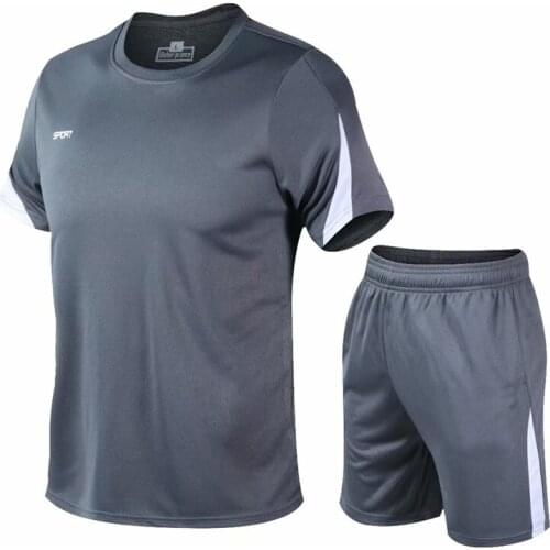 Men Shirt+Shorts Competition Running Sets Gym Sportswear Running suit Quick Dry Football Jersey Tracksuit Clothes