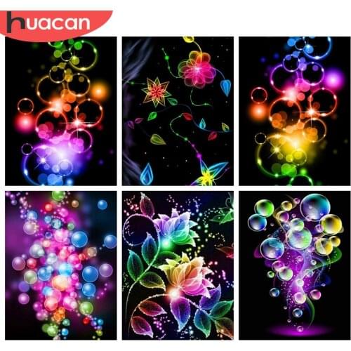 HUACAN 5D DIY Diamond Painting Kit Colored Flower Pictures Of Rhinestones Diamond Embroidery Sale Mosaic Cross Stitch Wall Art