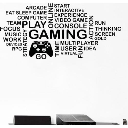 Game Handle Wall Stickers Art Decor Gamer Quote Gaming Posters Vinyl Wall Decals Parede Decor Mural Video Game Sticker