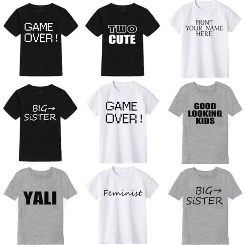 New Letter Print Childrens T-Shirt For Boys 100% Cotton Boys T Shirt Girls Tops Short Sleeve Kids Clothes 2-10 Year 2021 Summer