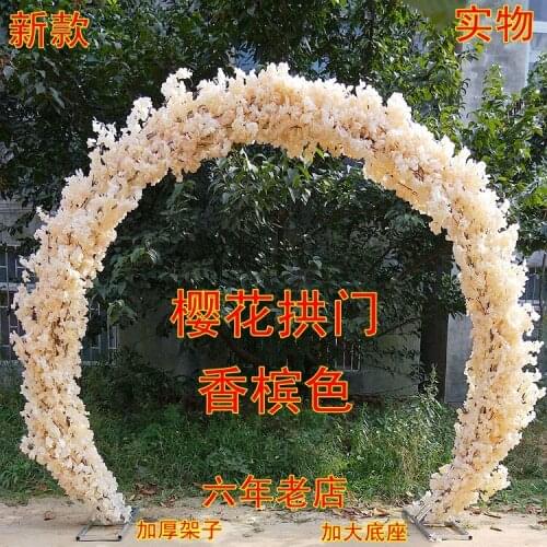 Luxury wedding Center pieces O shape Wedding Arch Door Hanging Garland Flower Stand with Cherry blossoms For Wedding party Decor