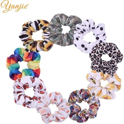 Waffle Scrunchie Floral Hair Ties Print Fabric Elastic Hair Bands For Women DIY Girls Hair Accessories Retro Accesorios Mujer