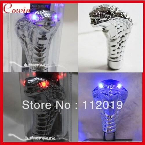 Free shipping Universal Manual Gear Shift Knob death race Cobra Snake Shifter with RED or BLUE glaring LED Eyes