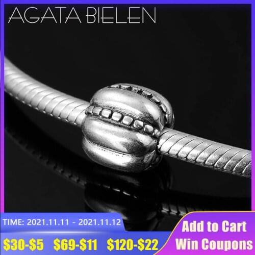 925 Sterling Silver DIY like pumpkin bag round fine clips Lock beads Fit Original europeu Charm Bracelet Jewelry making
