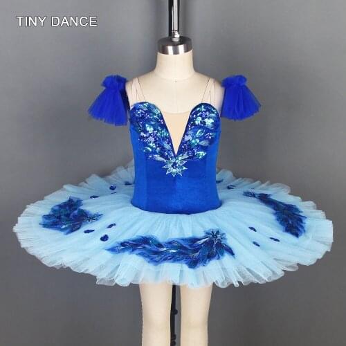 New Design of Adult Girls Ballet Dance Tutu Sky Blue Pre-Professional Ballet Pancake Tutu Ballerina Dress Stage Costumes BLL027