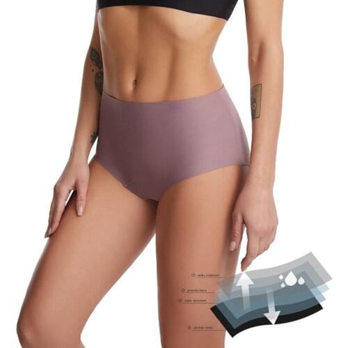 Women Ice Silk Seamless Underwear Menstrual Period Brief Absorbent Period Panties