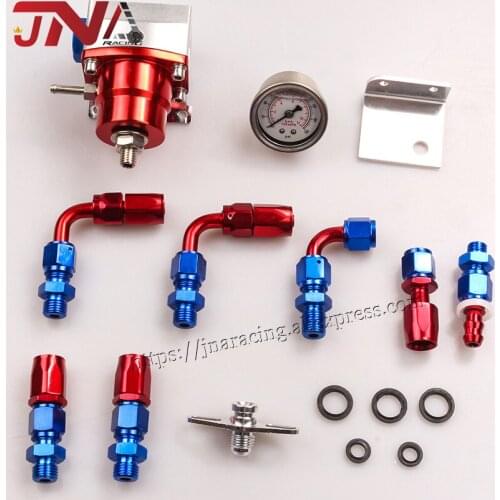 Universal Adjustable Fuel Pressure Regulator Oil Fitting End Oil Gauge Hose Fitting Kit