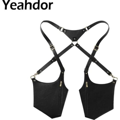 Vintage Shoulder Harness Bags Leather Holster Mens Purse Phone Bags Cosplay PU Gun Holster Belts Festival Viking Pirate Costume