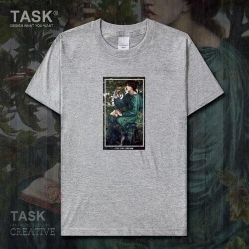 World famous painting series t-shirt Rossetti Art Painting The Day Dream Short sleeve clothes cotton summer Retro Streetwear new