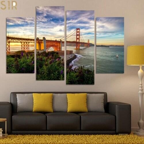 World Famous Architectural Scenic Spot Classic Siping Bridge Builds The City Scenery Decorations for Home Wall Paintings