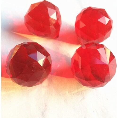 High Quality 4PCS/lot Sparkle Red Color 30mm crystal faceted balls glass chandelier pendants,Crystal lamp Parts, home Decoration