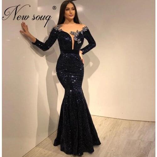 Chic Design Mermaid Evening Dress Abendkleider Long Sequins Formal Gown Dubai Celebrity Prom Dresses For Weddings Saudi Arabia