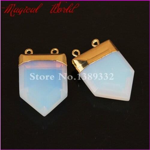 1Pc Nature Opal Opalite Double Clasp Pendant Beads Drusy Quartz Gems Druzy Pendant