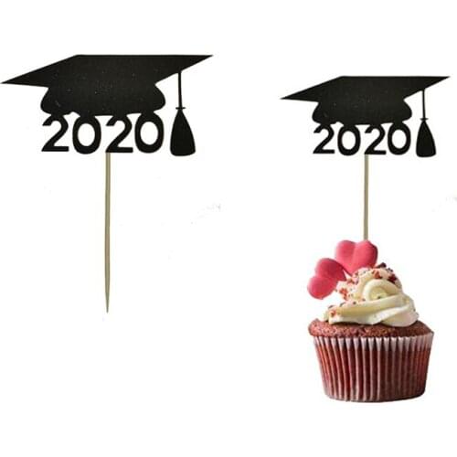 10 Pcs/lot 2020 Congrats Grad Cake Topper Graduation Cupcake Topper for College Graduate Celebrations Party Cake Decorations