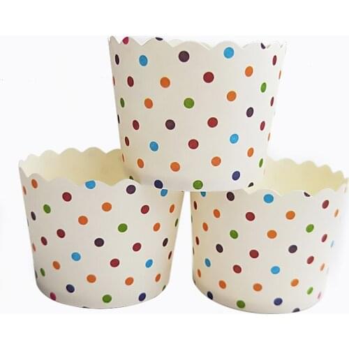 100pcs Colorful dots Pink striped Paper Cake Cupcake Cup Tray Liners Baking tools for birthday wedding party Disposable cup