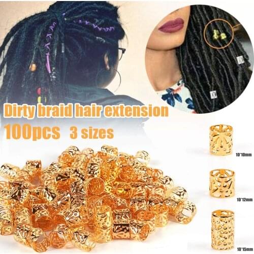 100Pcs/Lot Golden/Silver/Mix Silver Golden Micro Hair rings links Dread Braids Dreadlock Beads Adjustable Hair Accessories