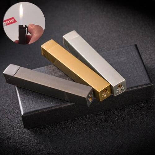 2018 Fashion Strip Butane Flame Lighter Torch Lighters Gasoline Fire Windproof Metal Lighter GAS Cigarette Accessories Gift