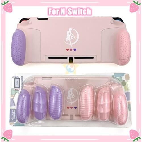 2021 New Soft Protective Case for Nintend Switch NS NX Console TPU Shell Handle Grip with 3 Pair Replaceable Grip Cover Case