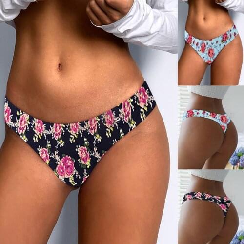 2021 Sexy Flowers Women Panties Lingerie Temptation Low-waist Panties Thong Breathable Underwear Female String Intimates L3