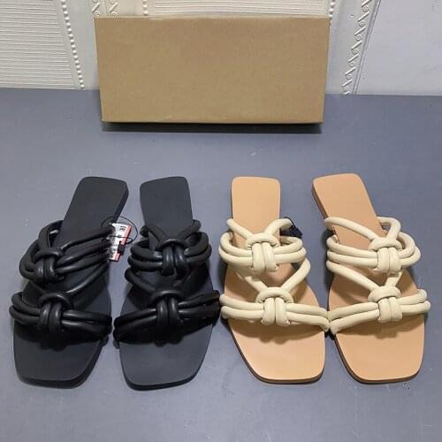 2021 womens shoes black tubular leather Women Slippers Summer flat Fashion Sandals Branded shoes