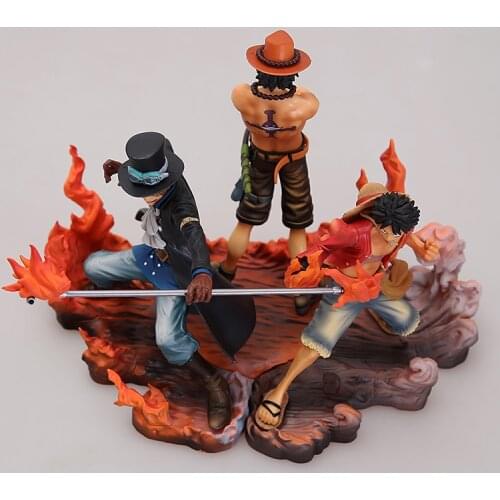 3pcs/set 14-17cm One Piece DXF Brotherhood II Luffy Ace Sabo PVC Doll Action Figure Toys Japanese anime figure for boys girls