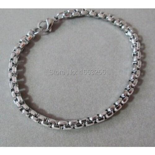 Wholesale 5pcs lot 3mm/4mm Stainless Steel Strong Square Box -Chain Link Bracelet For Women Women Jewelry 8.26