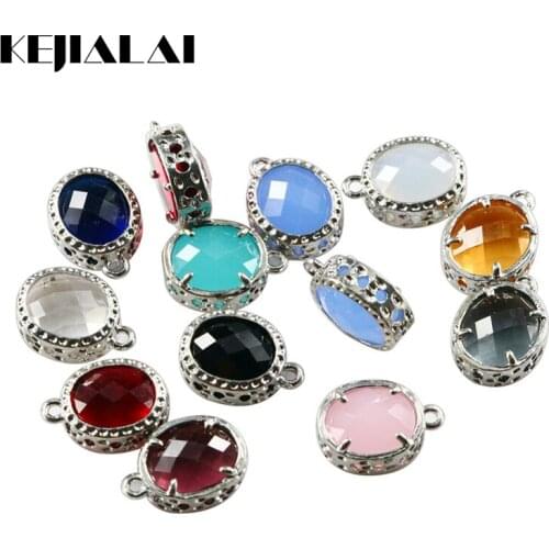 50pcs/lot Accessories Crystal Glass Beads Connectors for Necklace Making Colorful Faceted Pendants Charms For Jewelry DIY