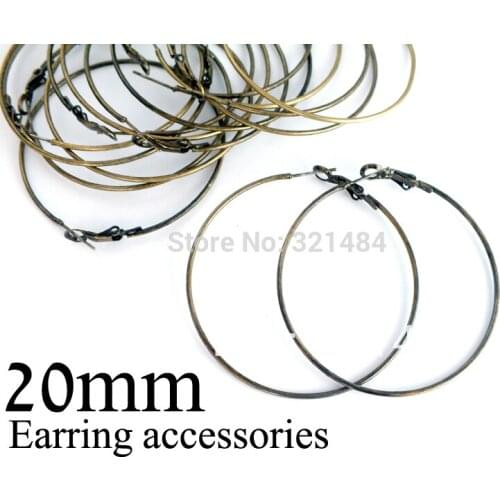 Bulk 500pc/lot antique brass bronze 20mm french circle hooks earring backs hoop earring findings for jewelry making supplies