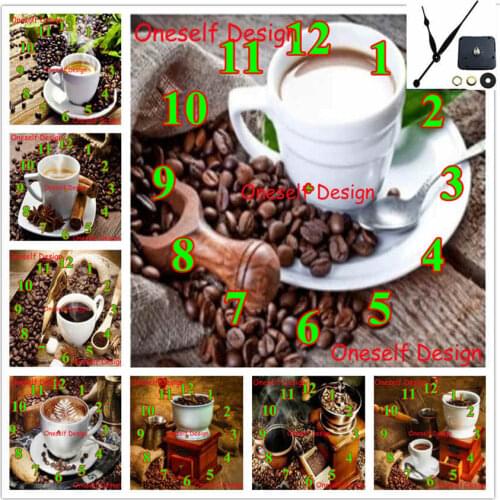 Diamond painting with Mechanical clock 5d diamond embroidery full clock coffee diamond mosaic sale decortion home wall sticker