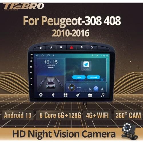 2DIN Android 10.0 Car Radio For Peugeot-308 408 2010-2016 Car Multimedia Player GPS Navigation Stereo Receiver DSP Car Video IGO