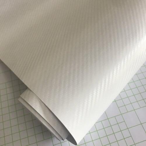 White 3D Carbon Fiber Car Wrap Vinyl Roll With Air Release Film Sticker Size 10/20/30/40/50x152cm