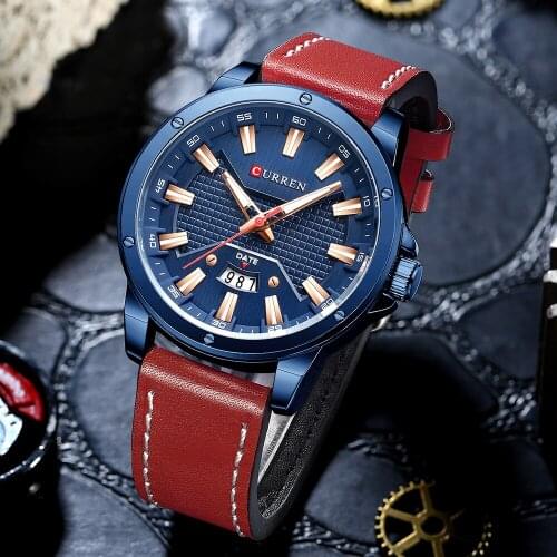 2021 New Mens Watches CURREN Top Brand Leather Waterproof Automatic Date Quartz Watch For Men Luminous Male Clocks