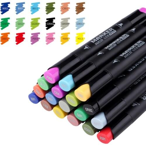 18pcs A Box of Baoke MP2911#18 Oily Marker POP Advertising Pen Marker Double-headed Color Marker 18 Colors