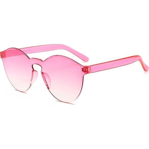 Frameless Candy Color Women Sunglasses Transparent Retro Glasses All-in-one Marine Sunglasses Drive Outdoor Glasses