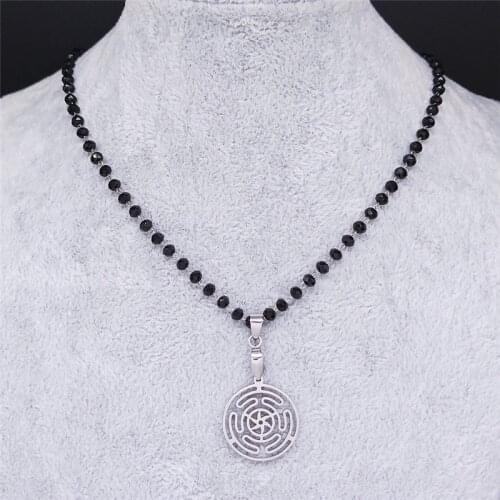 Hekate Wheel Stainless Steel Necklaces Pendants Strophalos Hecate Magic Symbol Logo Charm PIN colier femme Jewelry N3542S02