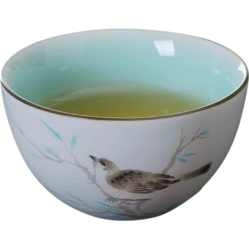 Ceramic bird tea cup wedding decoration porcelain tea mug home decor craft room figurine handicraft cup