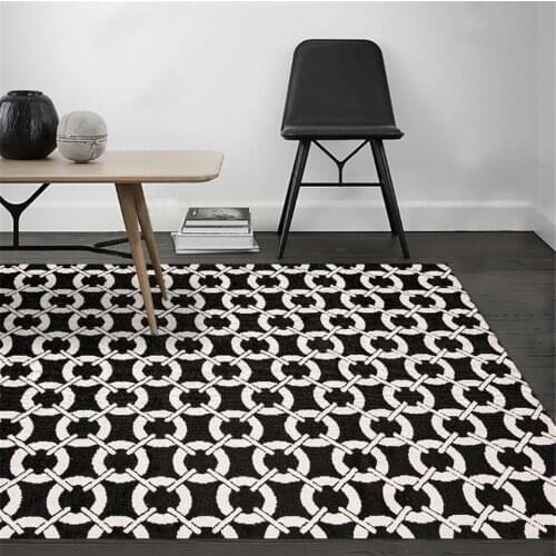 Luxury Black White Ring Carpet Modern Living Room Fashion Simple Carpets And Rugs For Bed Room Rectangle Coffee Table Rug