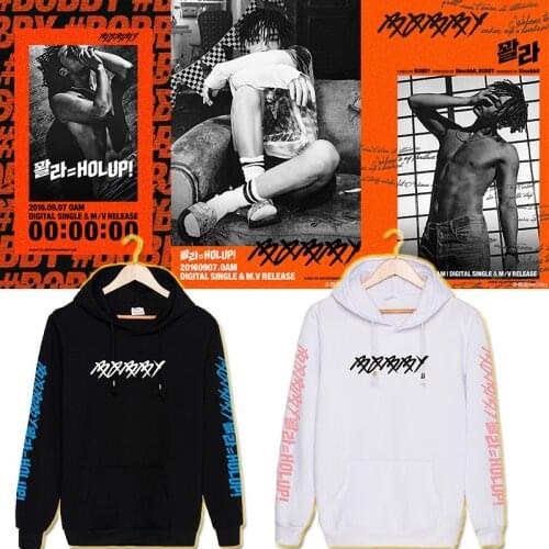 KPOP Korean Fashion IKON BOBBY SOLO HOLUP Album Cotton Hoodies with Hat Clothes Pullover Tops Female Harakjuku Streetwear Hoody