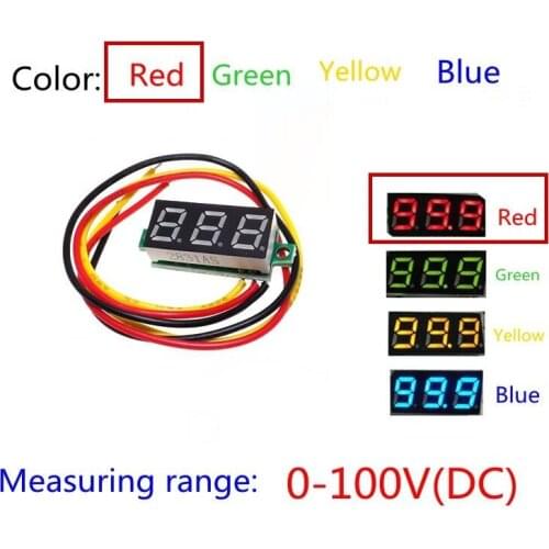 Red Three line precision DC digital voltmeter head LED digital voltmeter DC4.5V-30V 0.28 Inch Mini Digital Voltmeter 0-100V