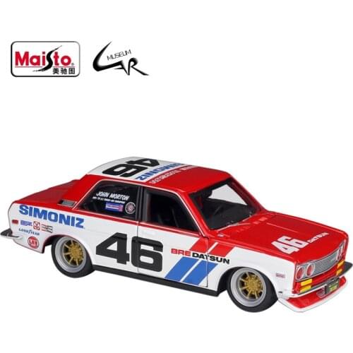 Maisto 1:24 1971 Datsun 510 BRE Racing Metal Diecast Rally Scale Car Model Kit Display Collections Gift Toy