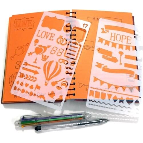 20 Pcs Bullet Diary Journal Stencils Set Drawing Template Ruler DIY Painting Template Geometric Hollow Out Scrapbooking