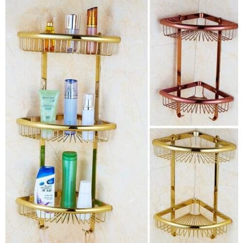 Vidric Wall Mounted Gold/Chrome/Rose Gold Bathroom Shelf Bath Shower Shelf Bathroom corner shelf Soap Holder building material