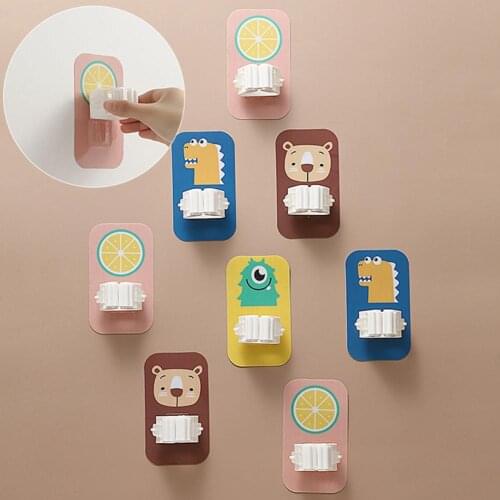 4Pcs Cartoon Animal Wall Mount Mop Brush Holder Broom Storage Rack Hanger Hook use in kitchen bathroom office garage