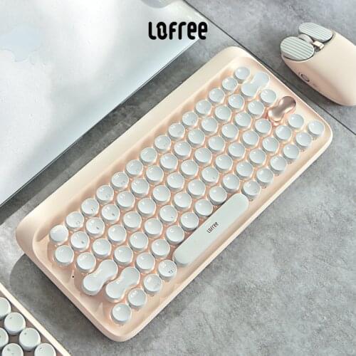 New Lofree Dot Milk tea Wireless bluetooth keyboard LED backlight mechanical Office keyboard For Ipad MAC Notebook