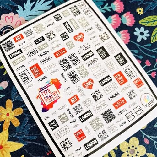 Newest CA sereis CA-17-18-107-204 letter 3d nail art sticker nail decal stamping export japan designs rhinestones decorations