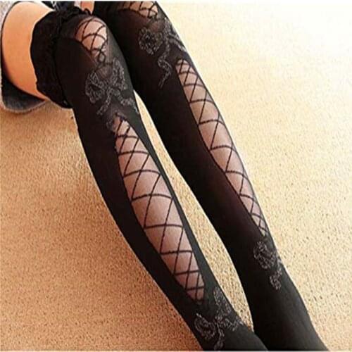 New Arrival Womens Sexy Lace Silk Slim Solid Top Sheer High Tight Stockings Nylon Fishnet Mesh Pantyhose stocking Hot Sale