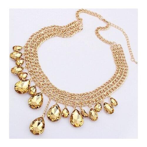 NEW Necklaces Women Water Drop Crystal Fashion Choker Pendant Chains Necklace Jewelry