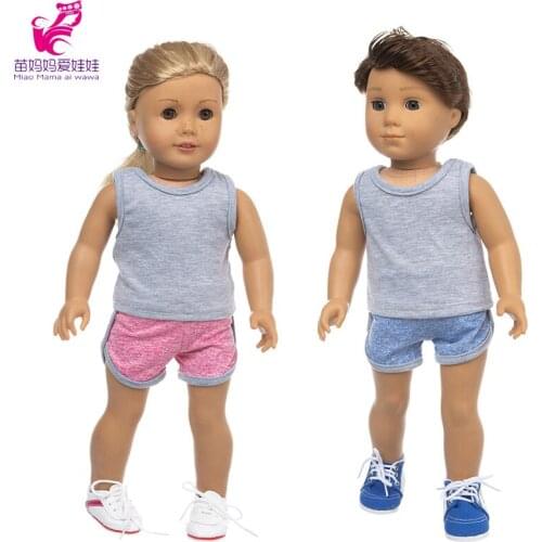 Reborn babydoll clothes sport short 40cm Nenuco Ropa y su Hermanita 18 inch girl doll clothes vest set