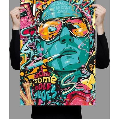 W450 Silk Fabric Poster Wall Art Decor Fear and Loathing in Las Vegas Tribute Artwork Trend Fashion Decoration Bright Christmas