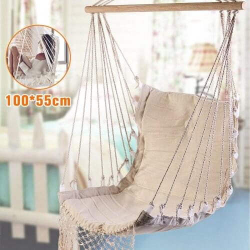 Portable Hammock Hanging Bed Cotton Rope Tassel Canvas Hammocks Swing Chair Garden Hanging Hammock Chair Seat